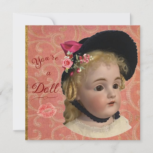 Antique Doll Valentine/Greeting Card Feiertagskarte (Vorderseite)