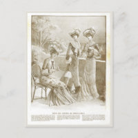 Antique Elegant Vintag Französisch 1900 Mode Beige
