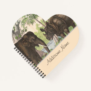 Antique Elephant Rhino im Dschungeldruckbuch Notizbuch