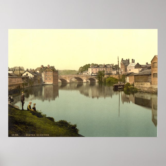 Antique England print, Exbridge, Exeter, Großbrita Poster (Vorne)