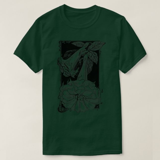 Antique engraving of Brugmansia, Angel Trumpets  T-Shirt (Design vorne)
