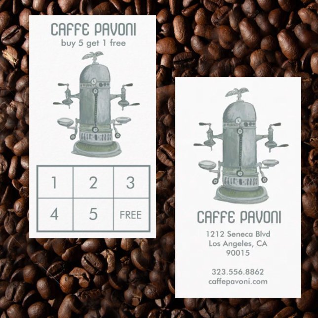 Antique Espresso Kaffeemaschine Kaffee Treuekarte (Watercolor antique espresso machine custom coffee loyalty card business card
)