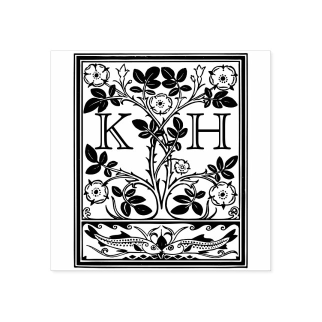 Antique Ex Libris Initials Desert Rose Gummistempel (Prägung)