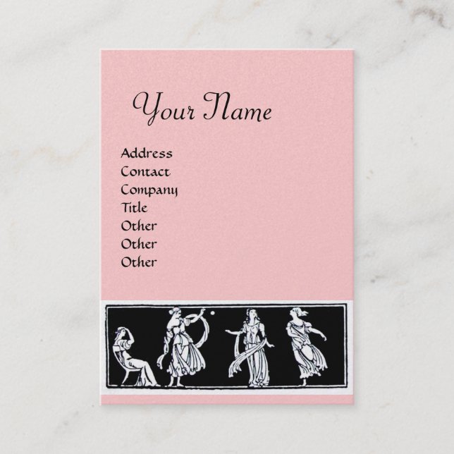 ANTIQUE FASHION MONOGRAM, gold metallisch, rosa Visitenkarte (Vorderseite)