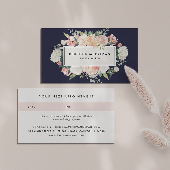 Antique Floral Blush & Navy | Appointment Terminkarte (Von Creator hochgeladen)