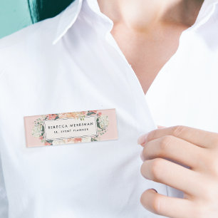 Antique Floral Blush Pink Namenschild