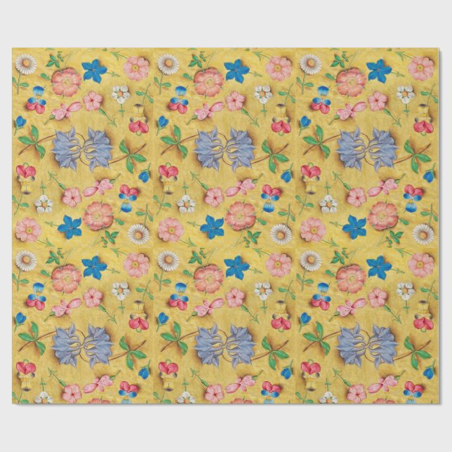 ANTIQUE FLORALE PARCHMENT / WILDE ROSE UND STIEFMÜ GESCHENKPAPIER (Flach)