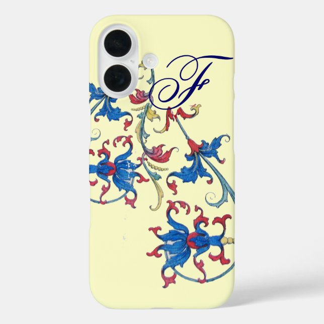 ANTIQUE FLORENTINE FLORAL MOTIFS MONOGRAM, Creme Case-Mate iPhone Hülle (Rückseite)