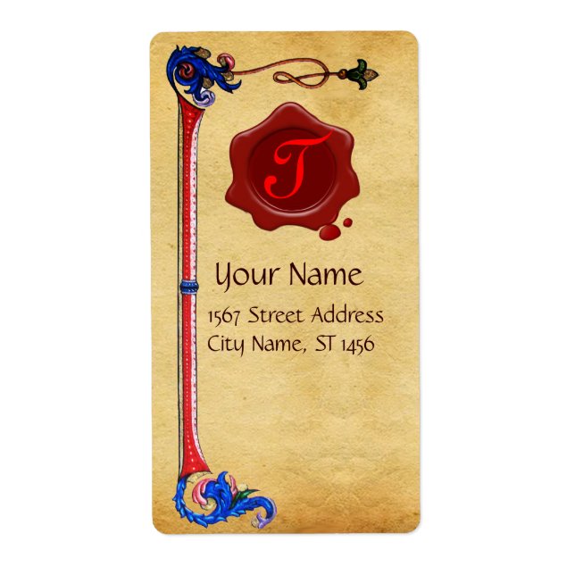 ANTIQUE FLORENTINE PARCHMENT ROTE WAX SIEGEL MONOG (Vorne)