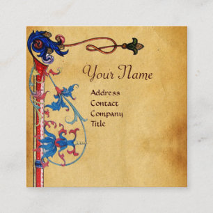 ANTIQUE FLORENTINE PARCHMENT ROTE WAX SIEGEL MONOG QUADRATISCHE VISITENKARTE