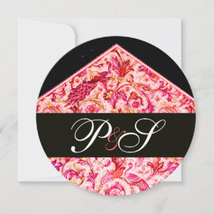 ANTIQUE FLORENTINPINK BLACK FLORAL MONOGRAM EINLADUNG