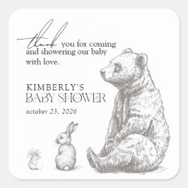 Antique Forest Animals Kinderdusche Vielen Dank Quadratischer Aufkleber