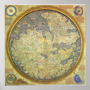 Antique Fra Mauro Karte Asien Afrika Europa Poster