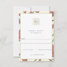 Antique Garden Foliage Wedding RSVP Karte