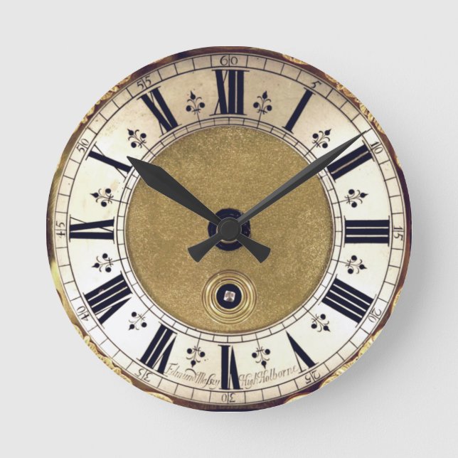 Antique Gilded Look römische Zahlen Runde Wanduhr (Vorderseite)