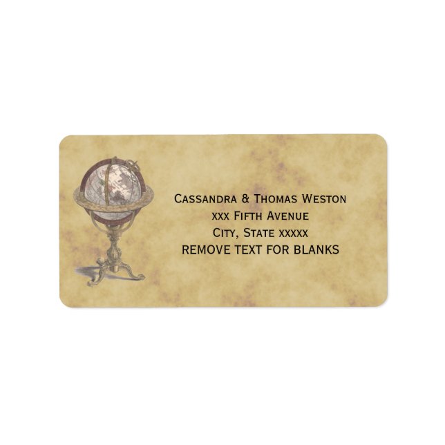Antique Globe, Not leidende BG #2-Adresse Adressaufkleber (Vorne)