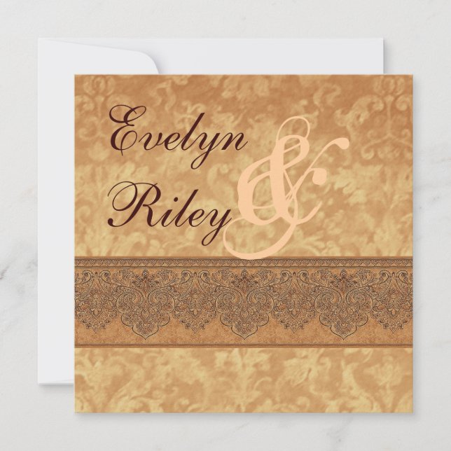 Antique Gold Damask Einladung E401 (Vorderseite)