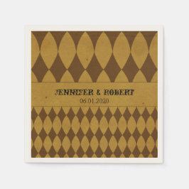 Antique Gold Diamond Harlequin Wedding Napkin Serviette