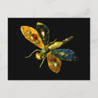 ANTIQUE GOLD DRAGONFLY JEWEL ,GEMSTONEN IN SCHWARZ