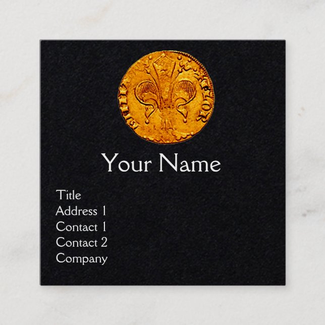 ANTIQUE GOLD FLORENTINE FORINT Black Paper Quadratische Visitenkarte (Vorderseite)