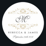 Antique Gold Geblüht Monogram Wedding Stickers<br><div class="desc">Elegantes Gold blühe Design. Match Einladung,  Rsvp Karten,  Porto Briefmarke und mehr im Little Bayleigh Store!</div>