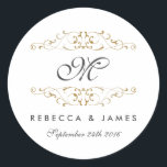 Antique Gold Geblüht Monogram Wedding Stickers<br><div class="desc">Elegantes Gold blühe Design. Match Einladung,  Rsvp Karten,  Porto Briefmarke und mehr im Little Bayleigh Store!</div>