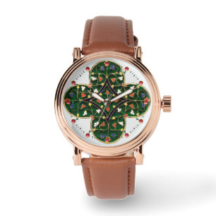 ANTIQUE GOLD GREEN CLOVER JEWEL Mittelalterliche F Armbanduhr