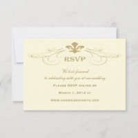 Antique Gold Lilie Wedding RSVP Cards