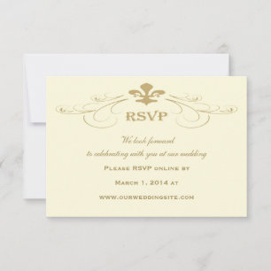 Antique Gold Lilie Wedding RSVP Cards Karte