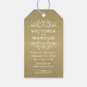 Antique Gold Wedding Monogram Weinflasche Geschenkanhänger