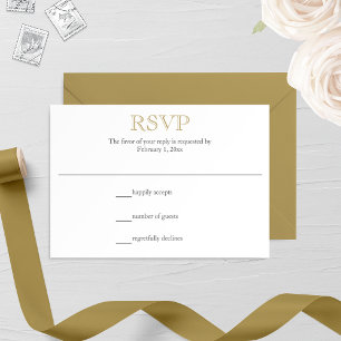 Antique Gold Wedding RSVP Card Karte
