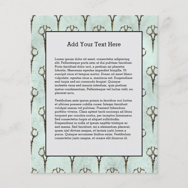 Antique Golden Schere Vintag Friseur Friseur Frise Flyer (Vorne)