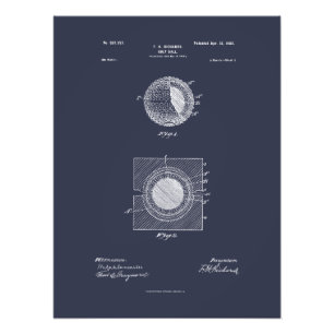 Antique Golf Ball 1902, Patent Zeichnend Fotodruck