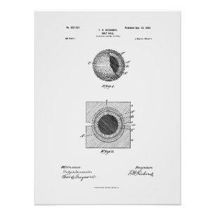 Antique Golf Ball 1902, Patent Zeichnend Fotodruck