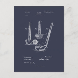 Antique Golf Club 1900, Patent Zeichnend Postkarte
