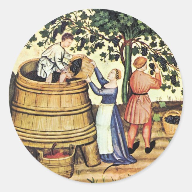 ANTIQUE GRAPE VINEYARD HARVEST RUNDER AUFKLEBER (Vorderseite)