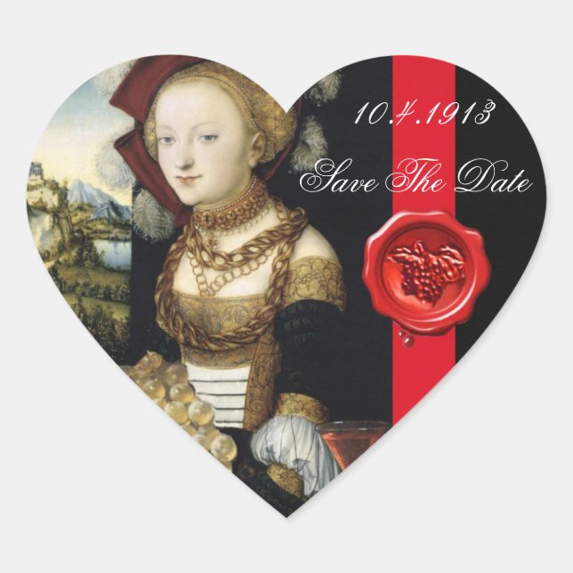 ANTIQUE GRAPE VINEYARD WINE TESTEN PARTY WAX SIEGE Herz-Aufkleber (Vorderseite)