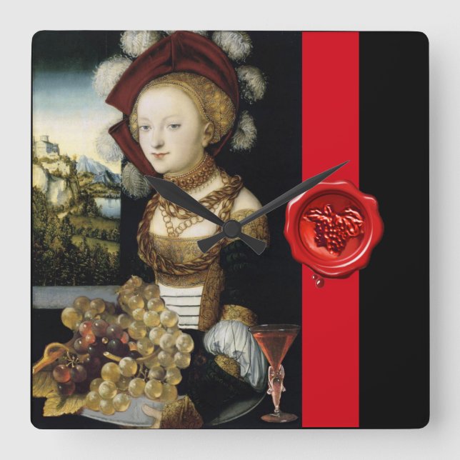 ANTIQUE GRAPE VINEYARD WINE TESTEN PARTY WAX SIEGE QUADRATISCHE WANDUHR (Vorderseite)