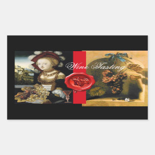 ANTIQUE GRAPE VINEYARD WINE TESTEN PARTY WAX SIEGE RECHTECKIGER AUFKLEBER