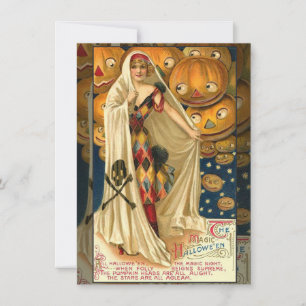 Antique Halloween Kürbislaterne Kostüm Frau Einladung
