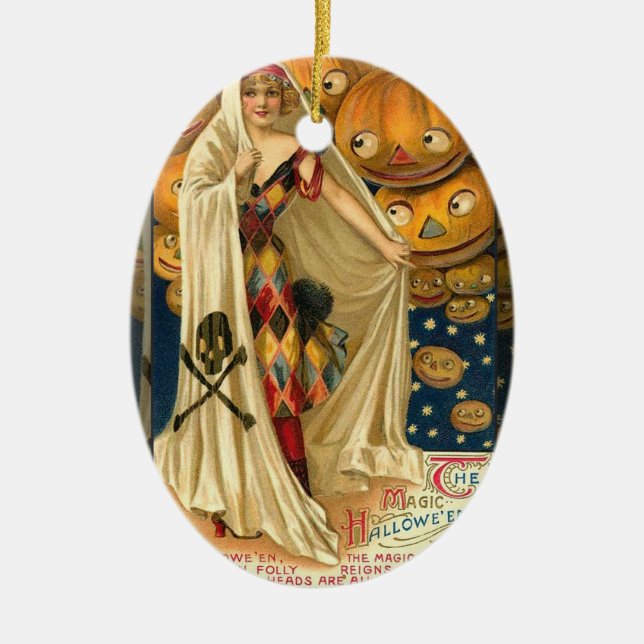 Antique Halloween Kürbislaterne Kostüm Frau Keramikornament (Vorne)