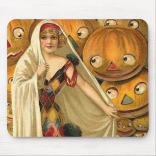 Antique Halloween Kürbislaterne Kostüm Frau Mousepad
