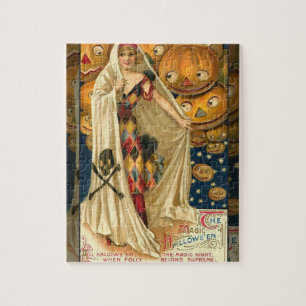 Antique Halloween Kürbislaterne Kostüm Frau Puzzle