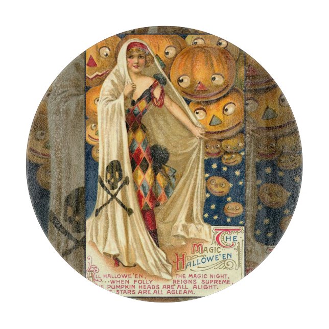 Antique Halloween Kürbislaterne Kostüm Frau Schneidebrett (Vorderseite)