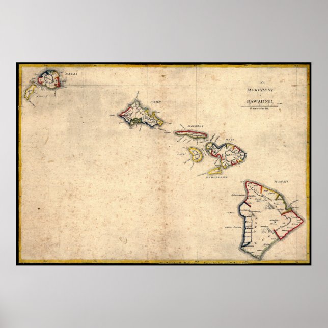 Antique Hawaii Map Poster (Vorne)