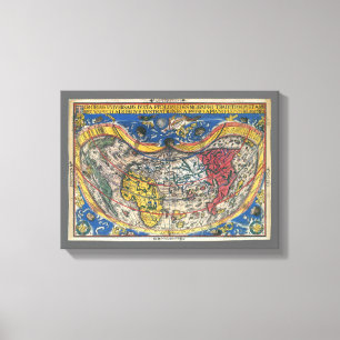 Antique Heart Shaped World Map von Peter Apian 152 Leinwanddruck