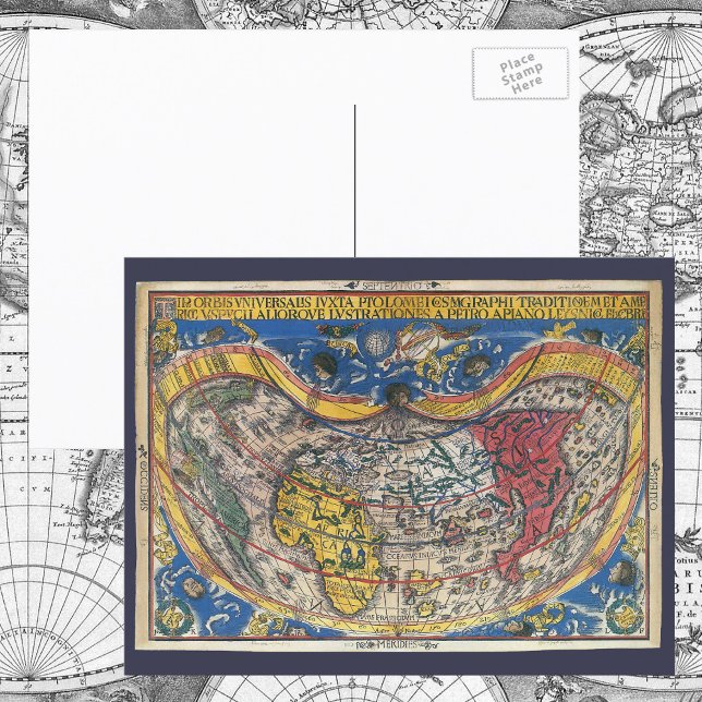 Antique Heart Shaped World Map von Peter Apian 152 Postkarte (Von Creator hochgeladen)