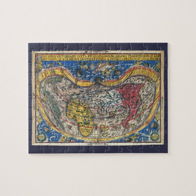 Antique Heart Shaped World Map von Peter Apian 152 Puzzle (Horizontal)