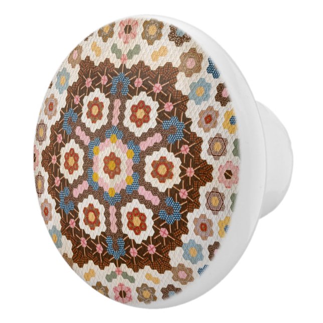 Antique Honeycomb Quilt Pattern - Kunstgewerbe Keramikknauf (Rechts)