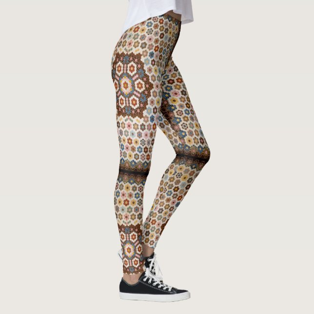Antique Honeycomb Quilt Pattern - Kunstgewerbe Leggings (Rechts)